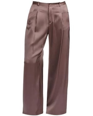 LAPOINTE Pleated Satin-Finish Trousers - Purple