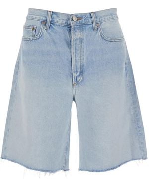 Agolde Frayed Denim Shorts - Blue