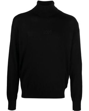 Gcds Logo-Embroidered Roll-Neck Sweater - Black