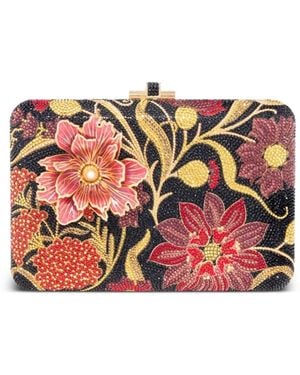 Judith Leiber Crystal-Embellished Floral-Motif Clutch Bag - Red