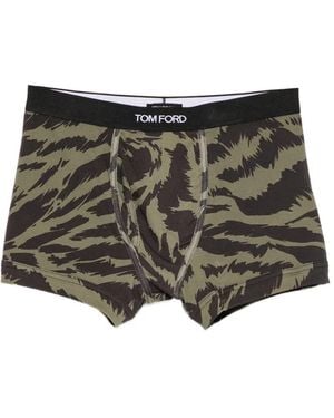 Tom Ford Tiger-Print Logo-Waistband Boxer Briefs - Black