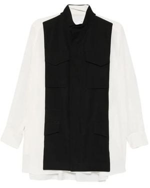 Sacai Layered-Panel Zip-Up Shirt - Black