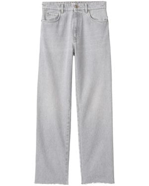 Miu Miu Vaqueros Rectos De Talle Medio - Gris