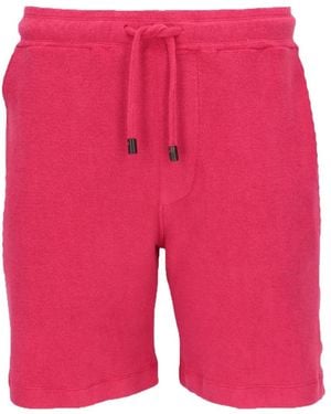 Isaia Drawstring Terry-Cloth Shorts - Red