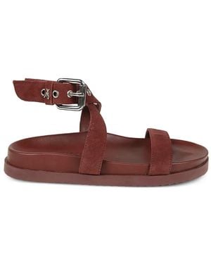 Patrizia Pepe Buckle Strap Leather Sandals - Brown