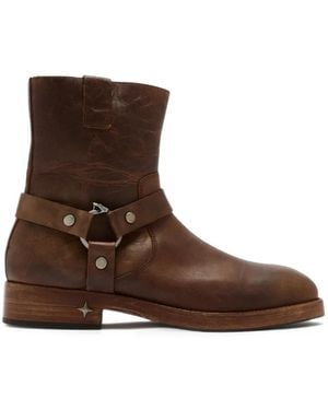 Duke & Dexter Harley Distressed Biker Boots - Brown