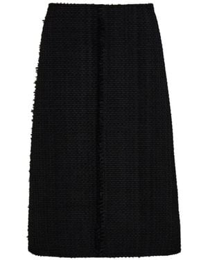 Ferragamo Frayed Midi Skirt - Black