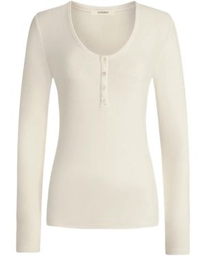 12 STOREEZ Henley Buttoned Top - Natural