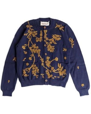 BAZISZT Cardigan Blossom Brodé - Blue