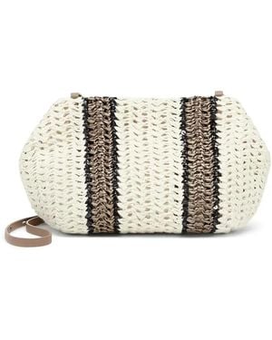 Brunello Cucinelli Striped Shoulder Bag - White