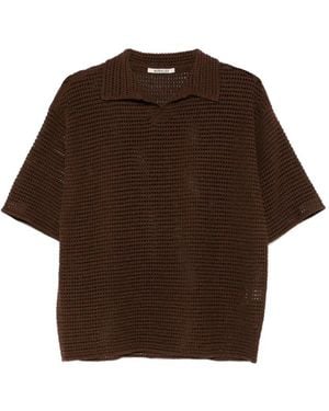 AURALEE Perforated-Knit T-Shirt - Brown