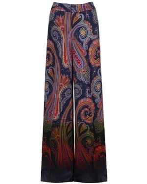 Etro Pantalones Anchos Con Estampado De Cachemira - Morado