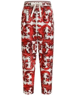 Dolce & Gabbana Majolica-Print Jacquard Jogging Trousers - Red