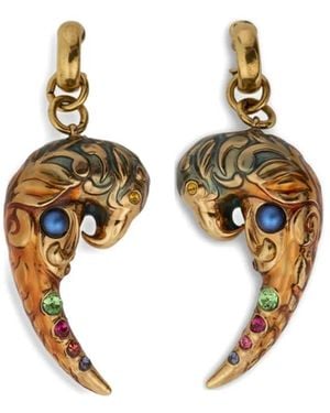 Etro Paisley-Parrot Crystal Earrings - Metallic