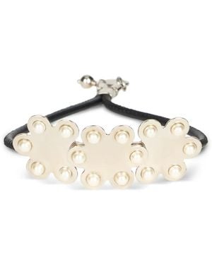 Red(V) Flower Embellishment Bracelet - Natural