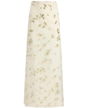 Altuzarra Falda Con Pétalos Estampados - Blanco
