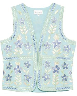 Antik Batik Chaleco Carioca Con Bordado Floral - Azul