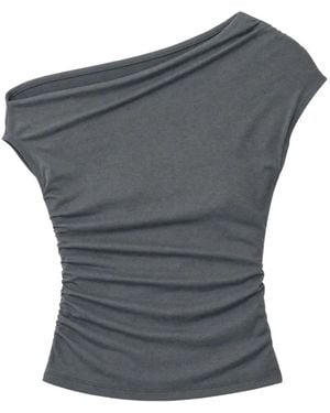 Reformation Nora Asymmetric Ruched Top - Grey