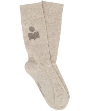 Isabel Marant Siloki logo-ribbed socks - Grau