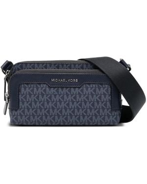 Michael Kors Hudson Monogram Messenger Bag - Blue