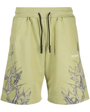 Phobia Lightning-Print Cotton Track Shorts - Green