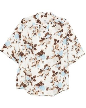 Ami Paris Camp-Collar Floral Shirt - White