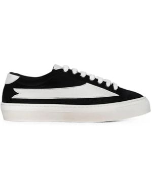 ROUGH Contrast-Panel Lace-Up Low-Top Sneakers - White