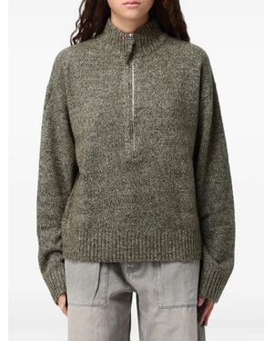 ELEH Sequin-Embellished Quarter-Zip Jumper - Grey