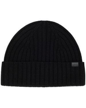 BOSS Ribbed-Knit Beanie Hat - Black
