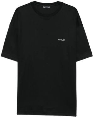 Mugler Camiseta de algodón con logo - Negro