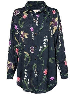 Agua Bendita Cecilia Tesoro Floral-Print Shirt - Blue