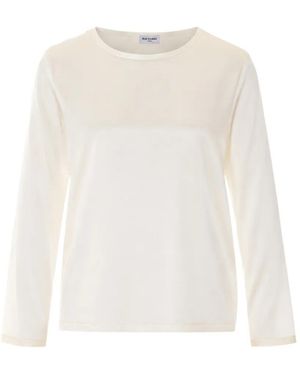 RUE DU BAC Crew-Neck Long-Sleeve Blouse - White