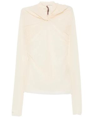 Rick Owens Kairo Ruched Long-Sleeve Top - White
