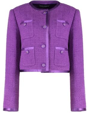 Dolce & Gabbana Tweed Four-Pocket Jacket - Purple