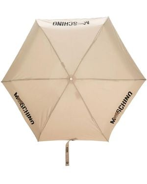 Moschino Logo-Print Compact Umbrella - Natural
