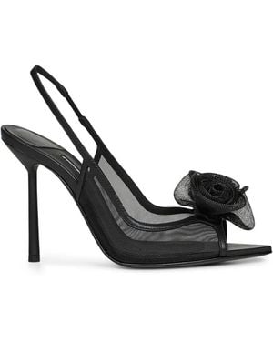 Le Silla Rose-Detail Heeled Sandals - Black