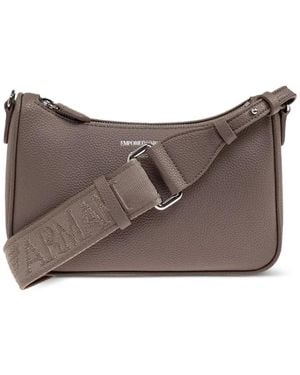 Emporio Armani Logo-Plaque Zip-Top Bag - Grey