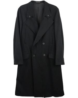 Yohji Yamamoto Double-Breasted Wool Coat - Black