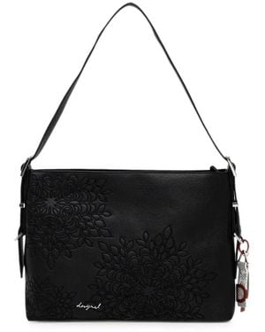 Desigual Floral-Embroidered Crossbody Bag - Black