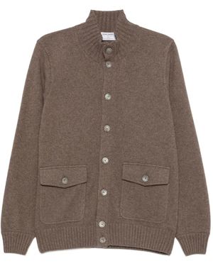 Gran Sasso Button-Up Funnel-Neck Cardigan - Brown