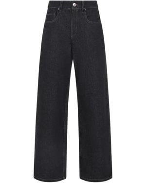 Brunello Cucinelli Contrast-Stitch Wide-Leg Jeans - Blue