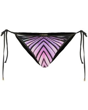 Roberto Cavalli Graphic-Print Side-Tie Bikini Bottoms - Purple