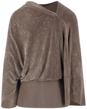 Rick Owens Draped Velvet-Effect Top - Brown