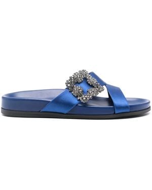 Manolo Blahnik Chilanghi Crystal-Embellished Sandals - Blue