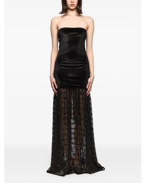 Atu Body Couture Strapless Lace-Panel Maxi Dress - Black