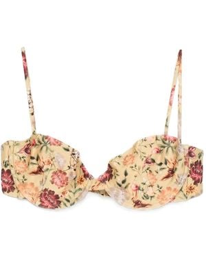 Agua Bendita Geblümtes Bikinioberteil - Natur