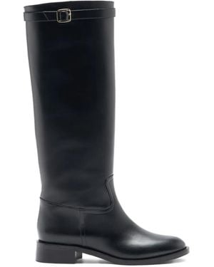 SCAROSSO Knee-High Leather Boots - Black