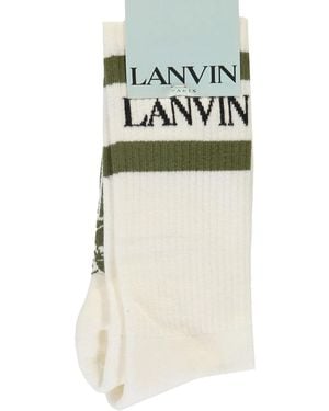 Lanvin Intarsia-Logo Print Socks - White