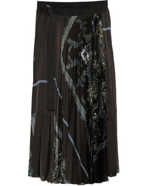 Sacai Faltenrock Mit Paisley-Print - Schwarz