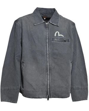 Evisu Seagull-Print Shirt Jacket - Gray